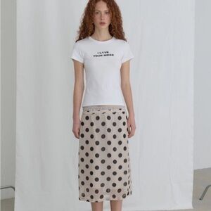 Polka Dot Midi Skirt - Black and Cream